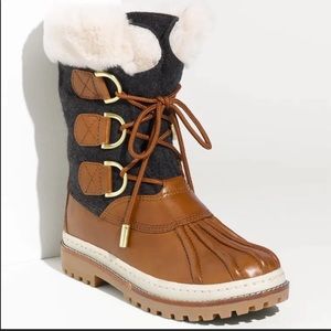 Tory Burch sheep fur shearling lined winter boots